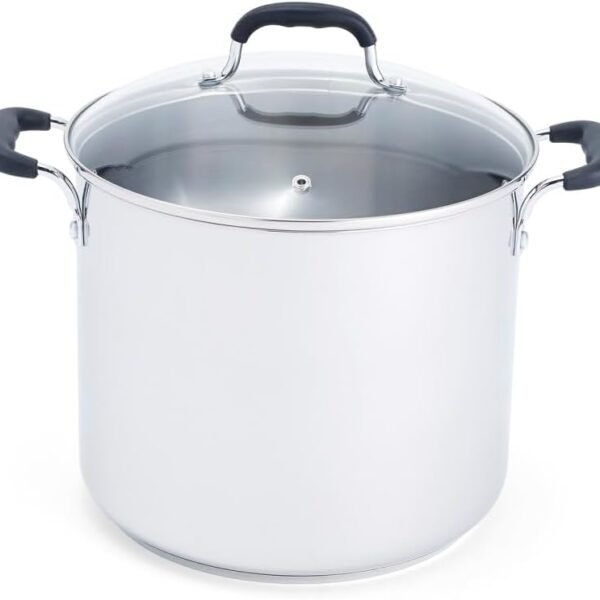 Specialty Stainless Steel Stockpot 12 Quart Oven Safe 350F Pots and Pans, Cookware Silver