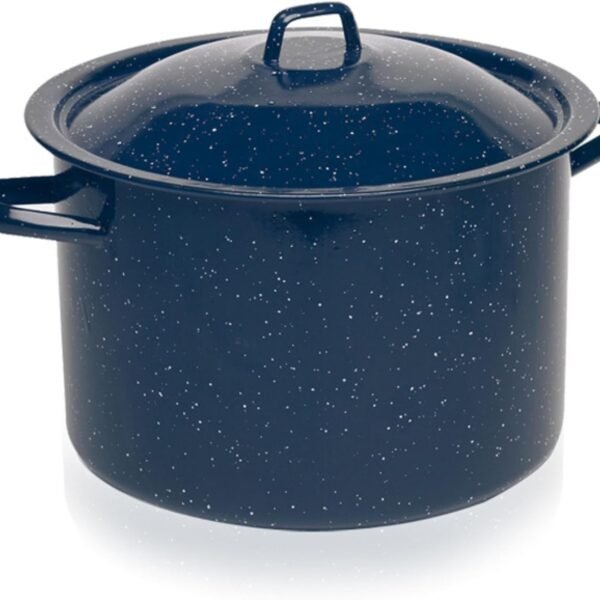 6-Quart Blue Speckled Enamel Stock Pot with Lid